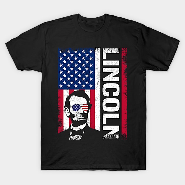 Abraham Lincoln American Flag 4th of July T-Shirt by MilotheCorgi